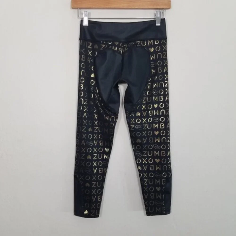 Zumba Fitness Crop Legging Black/Gold Size XS